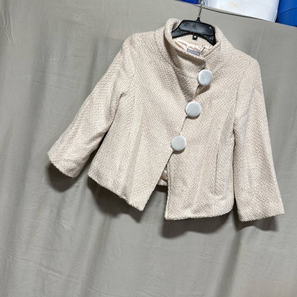 Aryn K Wool Blend Cropped Triple Velvet Button Front Lined Bell Sleeve Jacket - Picture 2 of 8
